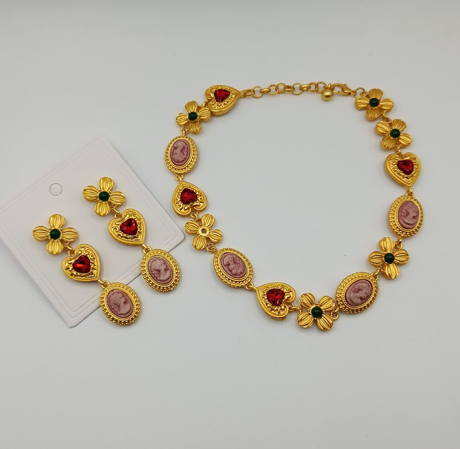 Chunky  Floral Necklace and Earrings Set image