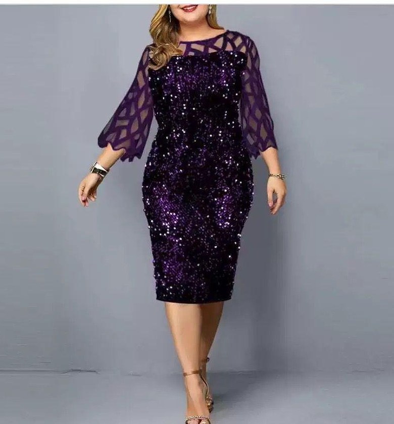 Amethyst Lattice Sequin Sheath Dress image