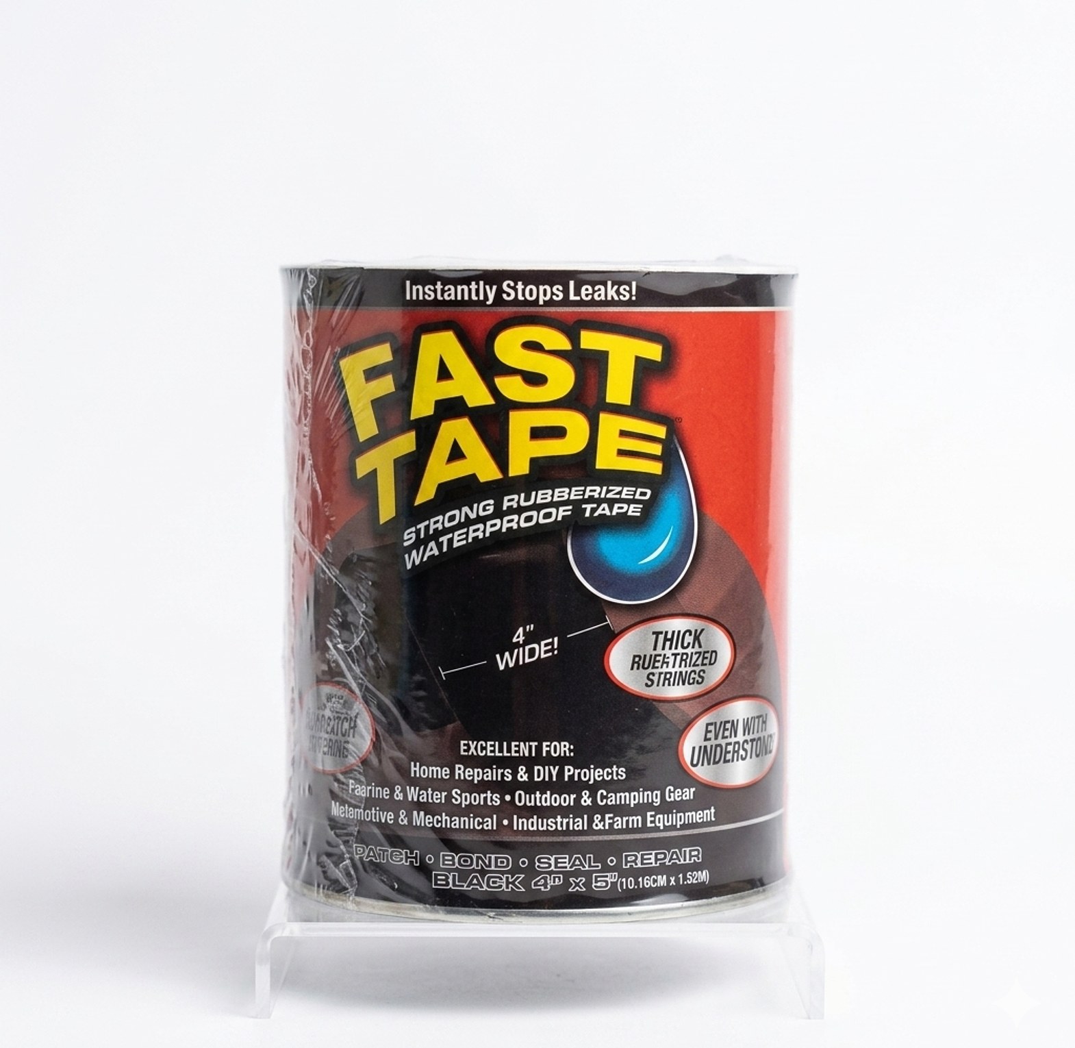 Fast Tape Strong Rubberized Waterproof Repair Tape 10cm x 150cm (4" x 5') for Instant Leakage Sealing - Black image