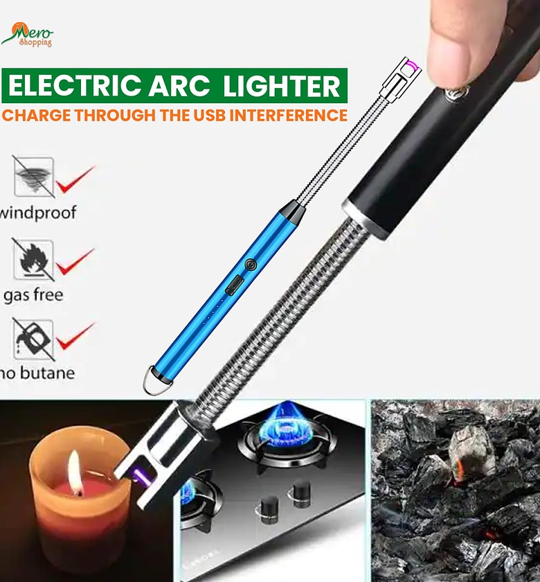360° Flexible USB Rechargeable Electric Arc Lighter - Windproof Flameless Plasma Igniter with LED Battery Display image