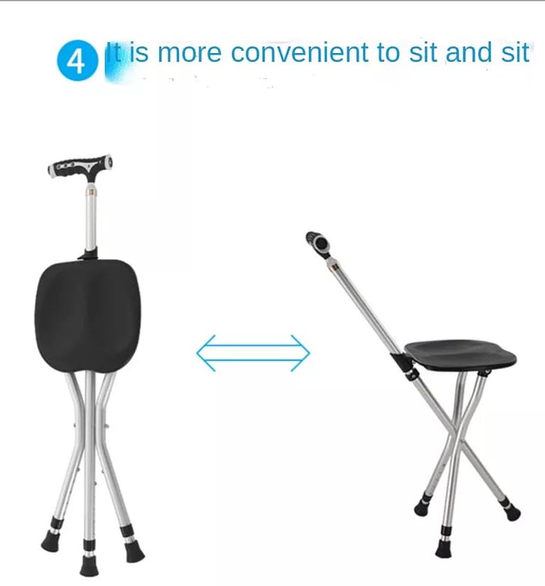 2-in-1 Elderly Walking Stick with Stool image