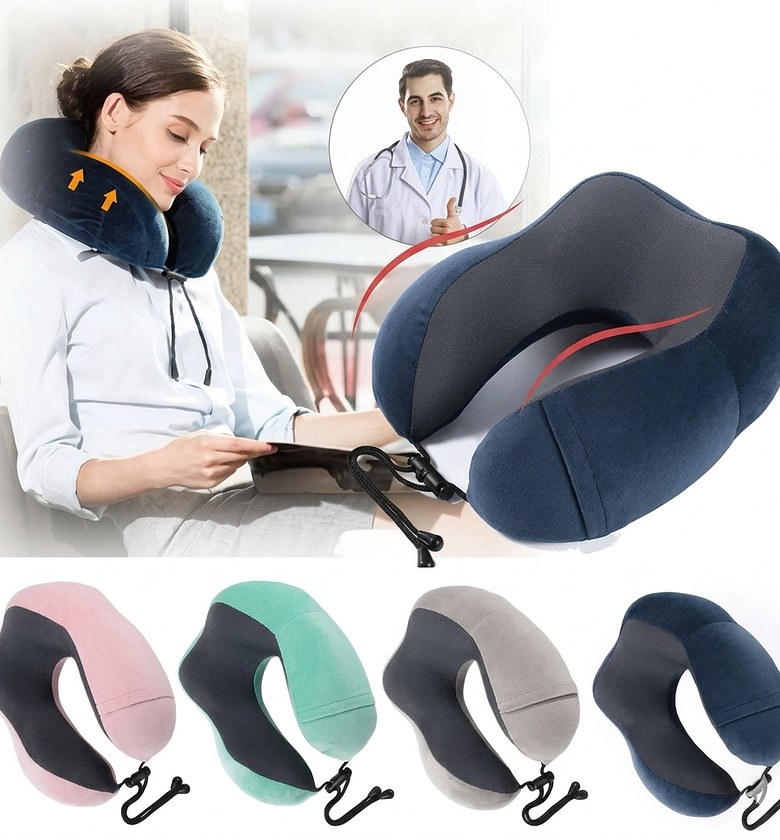 Ergonomic Memory Foam Travel Neck Pillow - Orthopedic Support Cushion for Car, Flight, and Office image