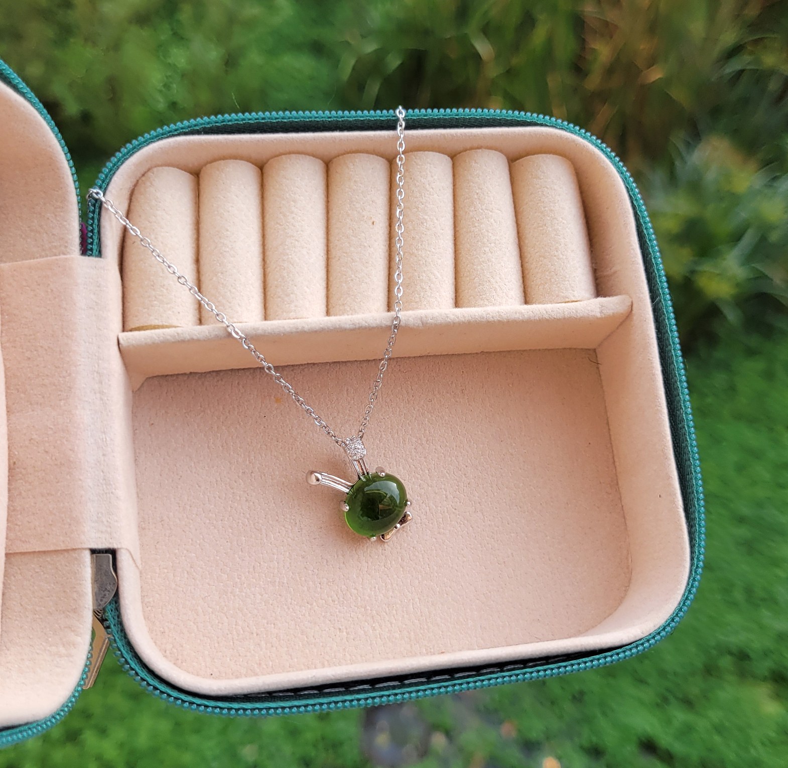Green silver necklace  image
