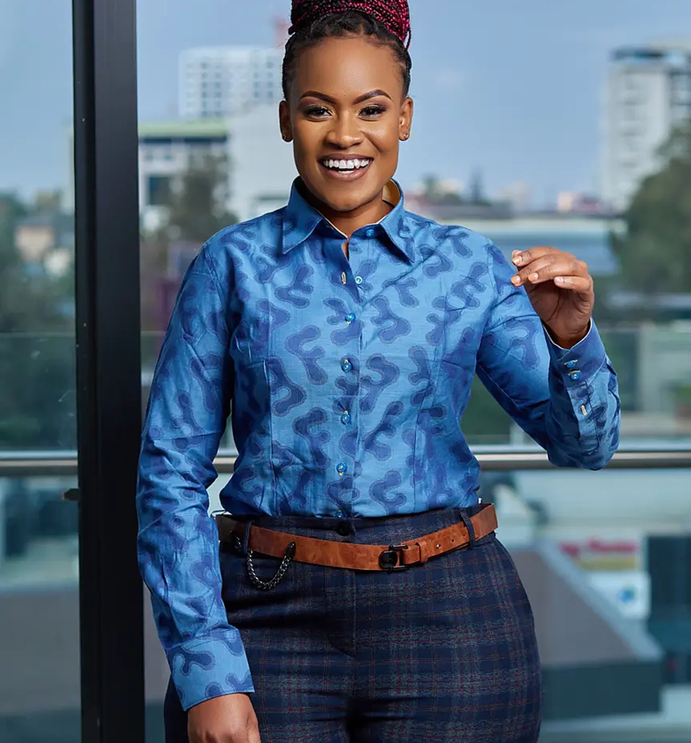 Azure Grace floral shirt, navy blue Shirt image