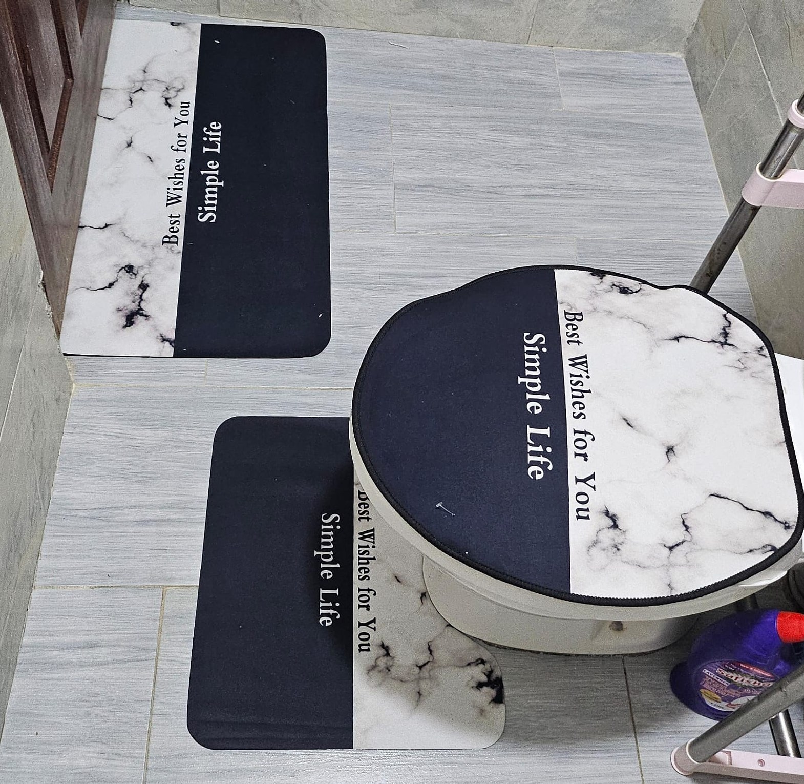 Luxury 3-Piece Non-Slip Bathroom Mat Set & Toilet Lid Cover – High Absorbency Soft Rugs for Modern Homes image