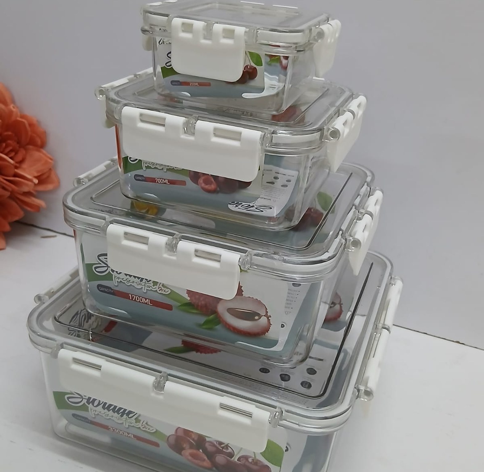 4-Piece Airtight Food Storage Container Set – Durable Stackable Kitchen Organizers image