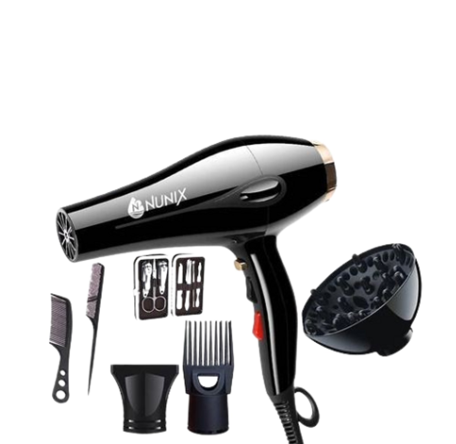Blow-dry. Nunix blow dryer HD-77C Commercial blow dry hair dryer with accessories image