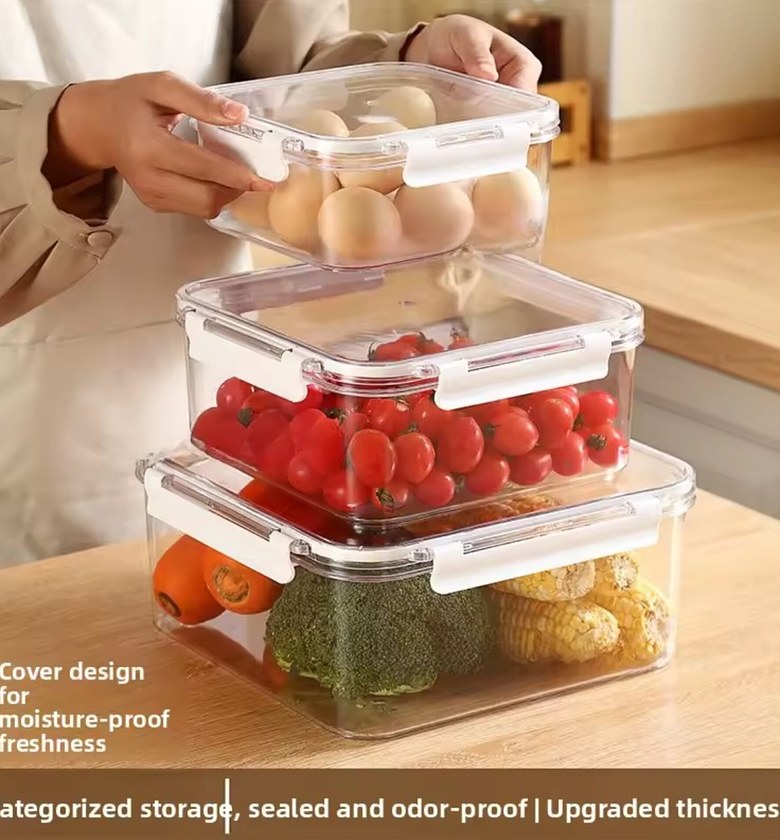 3-Piece Airtight Acrylic Food Storage Container Set, Durable & Clear Kitchen Organizers image