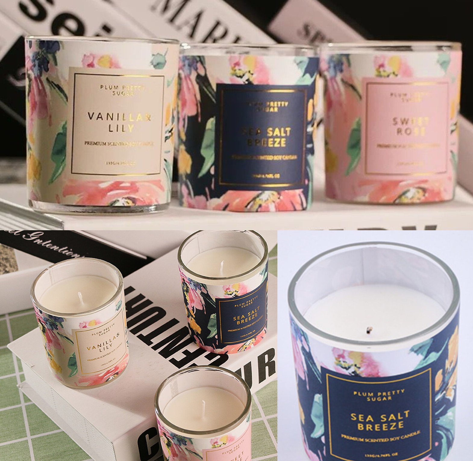 Plum Pretty Sugar Premium Scented Soy Wax Candles - Long Lasting Home Fragrance & Decor image