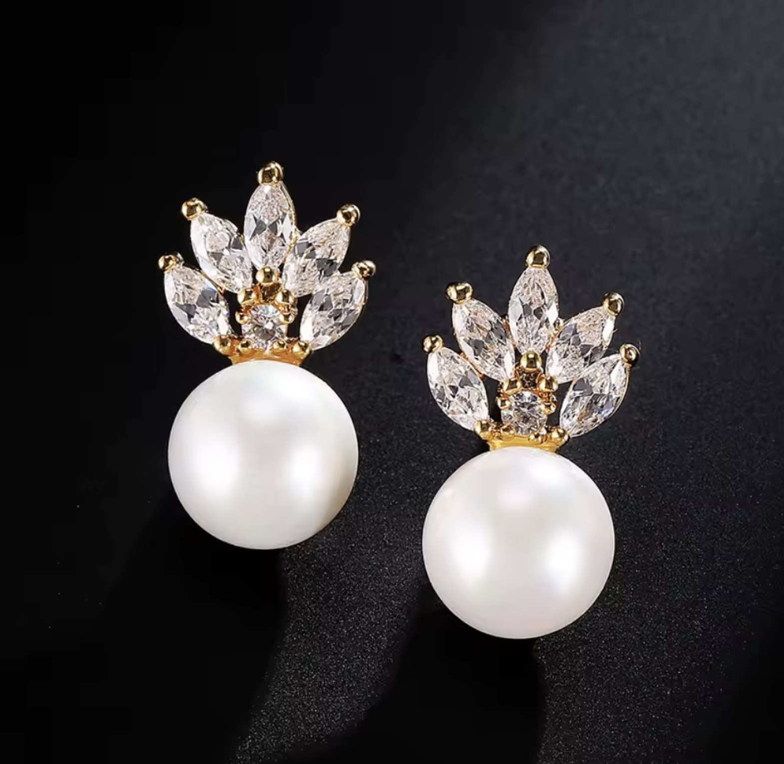 Botanical Pave Pearl Dangles image