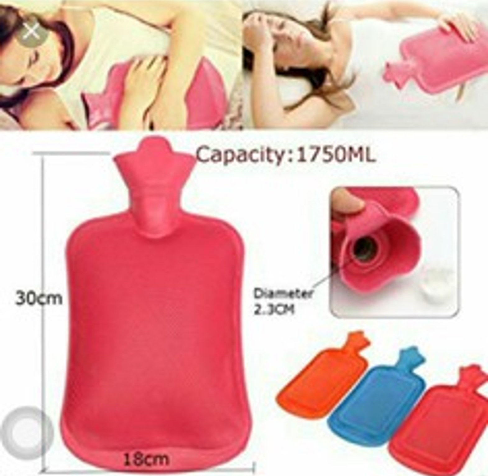 1.75L Rubber Hot Water Bottle image