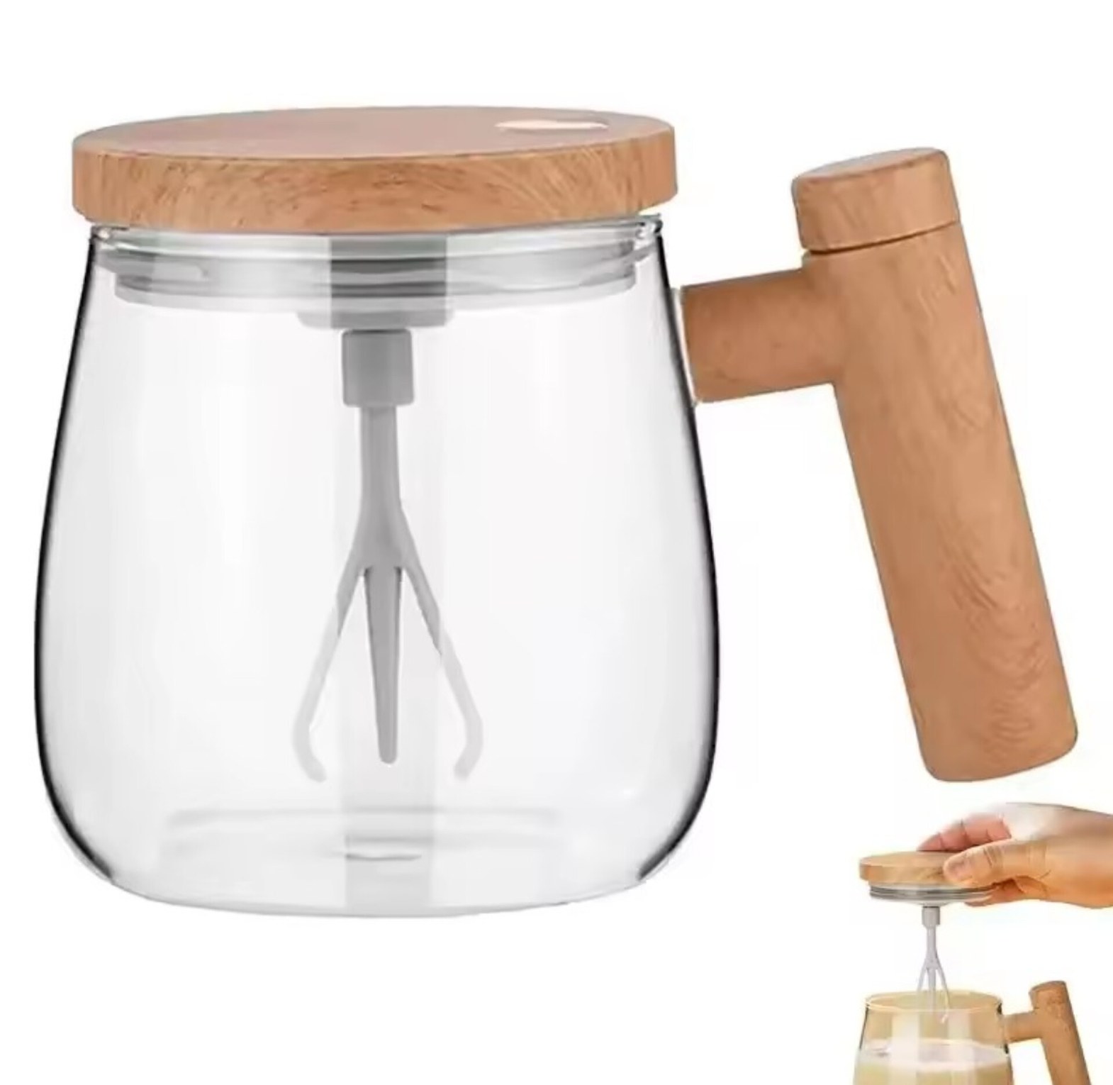 Automatic Electric Self Stirring Glass Mug Rechargeable Coffee Mixing Cup – Premium Lazy Blender Cup for Home & Office image