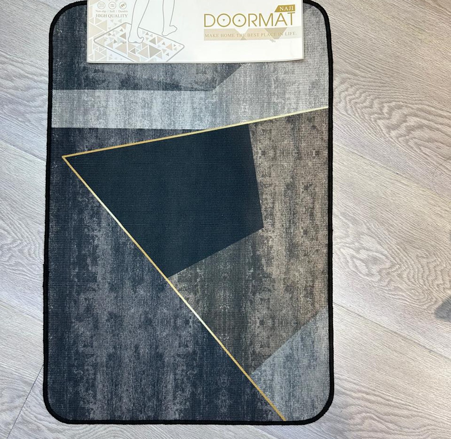 Doormat With Gold Accents - Stylish Non-Slip Entryway Mat image