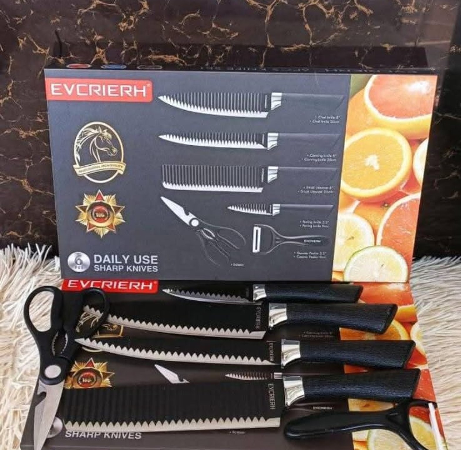 6pcs Non-stick Corrugated Kitchen Knife Set image