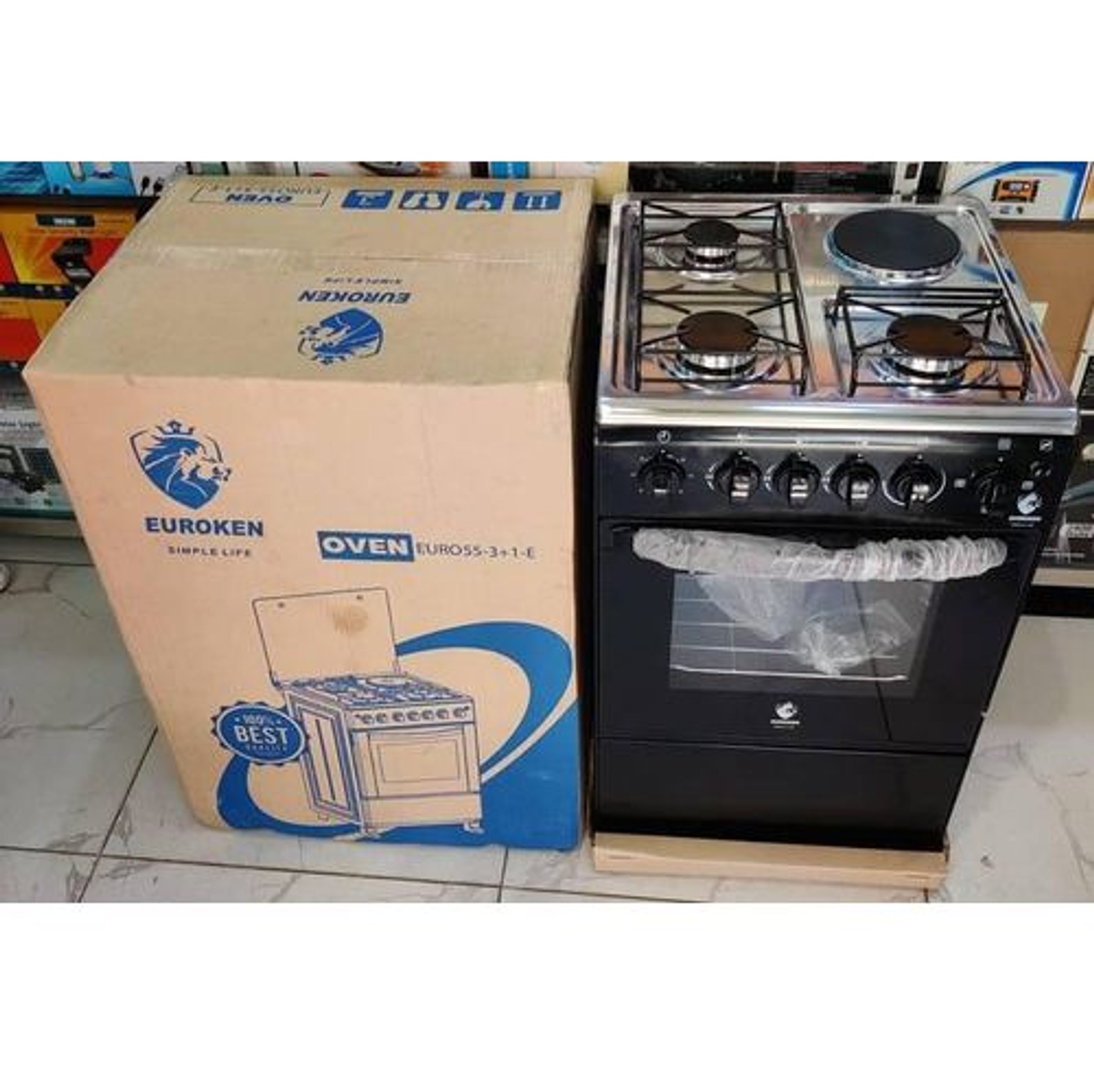 Euroken Auto ignition 3gas 1electric 50*55 standing cooker with electric oven image