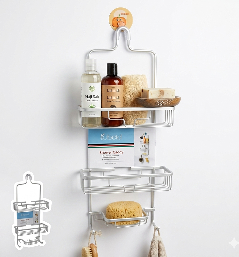 3-Tier Aluminum Shower Caddy Rustproof Bathroom Organizer Rack image