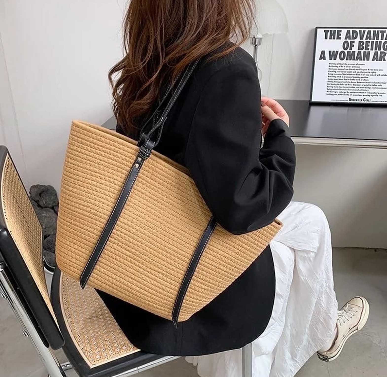 Large Woven Tote Bag image