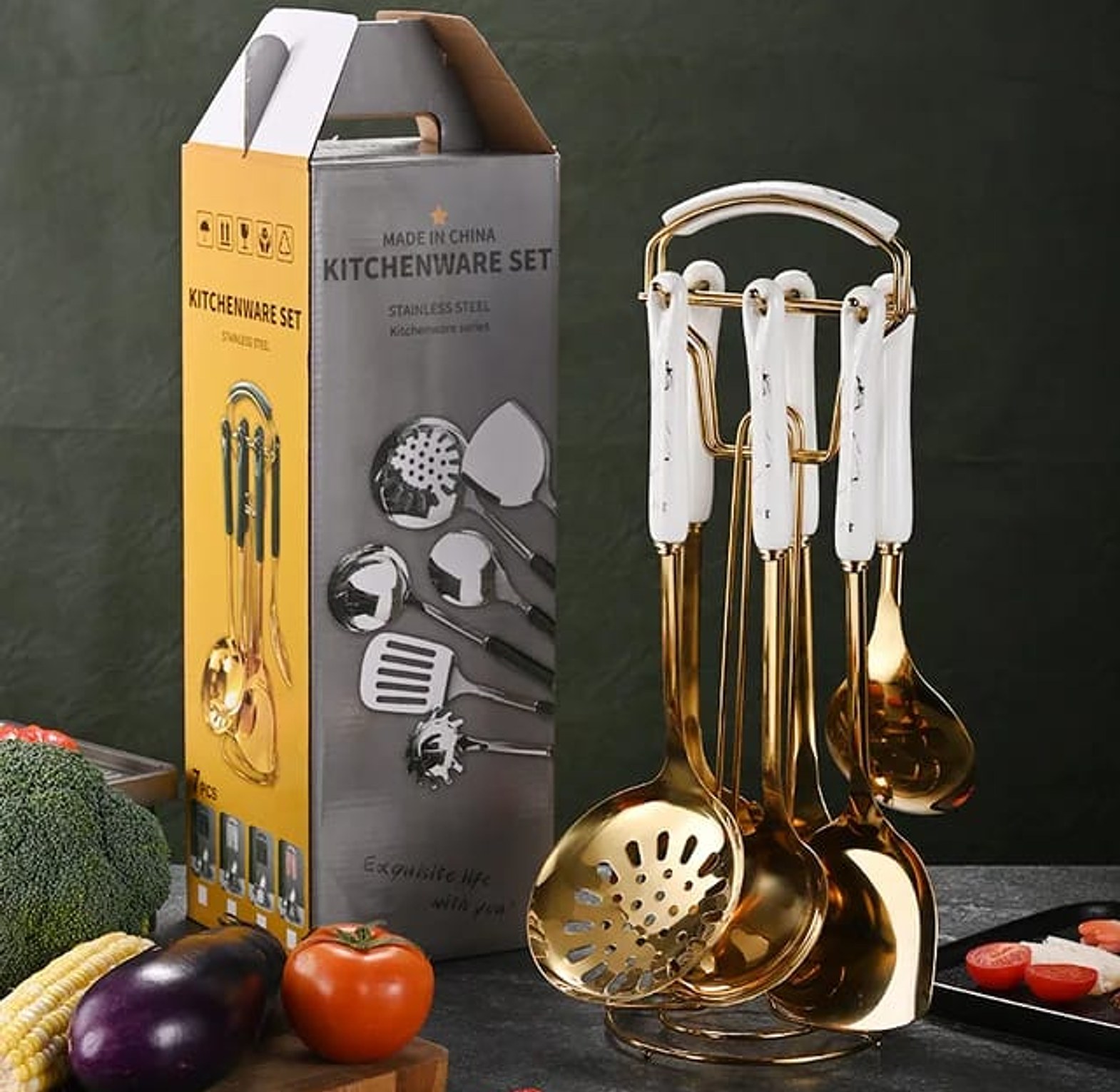 7pc stainless steel spatula soup spoon  image