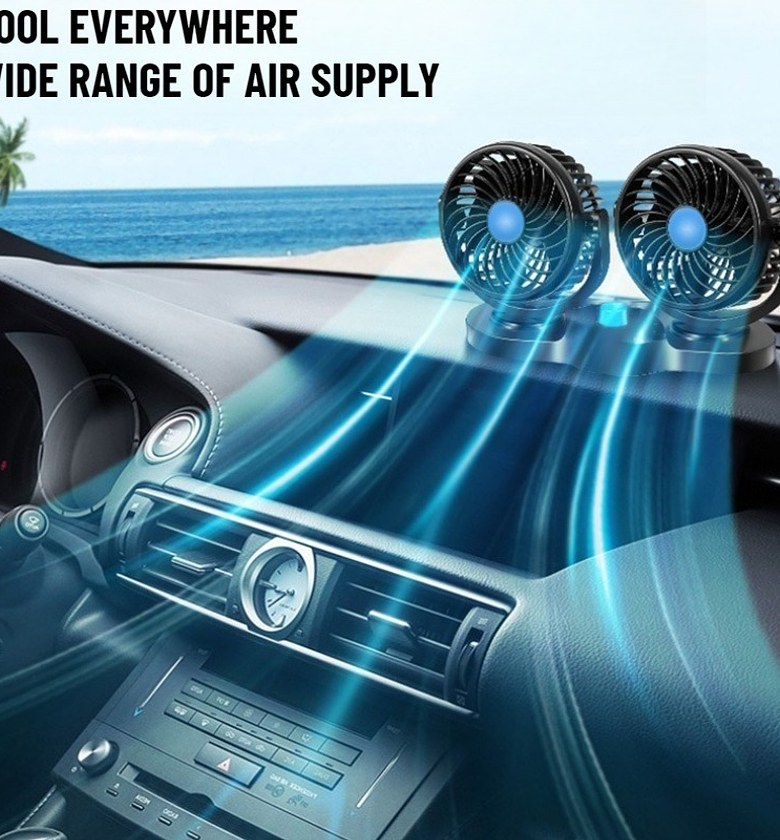 Dual-Head 360° Adjustable Car Cooling Fan - Powerful 12V/24V Nairobi image