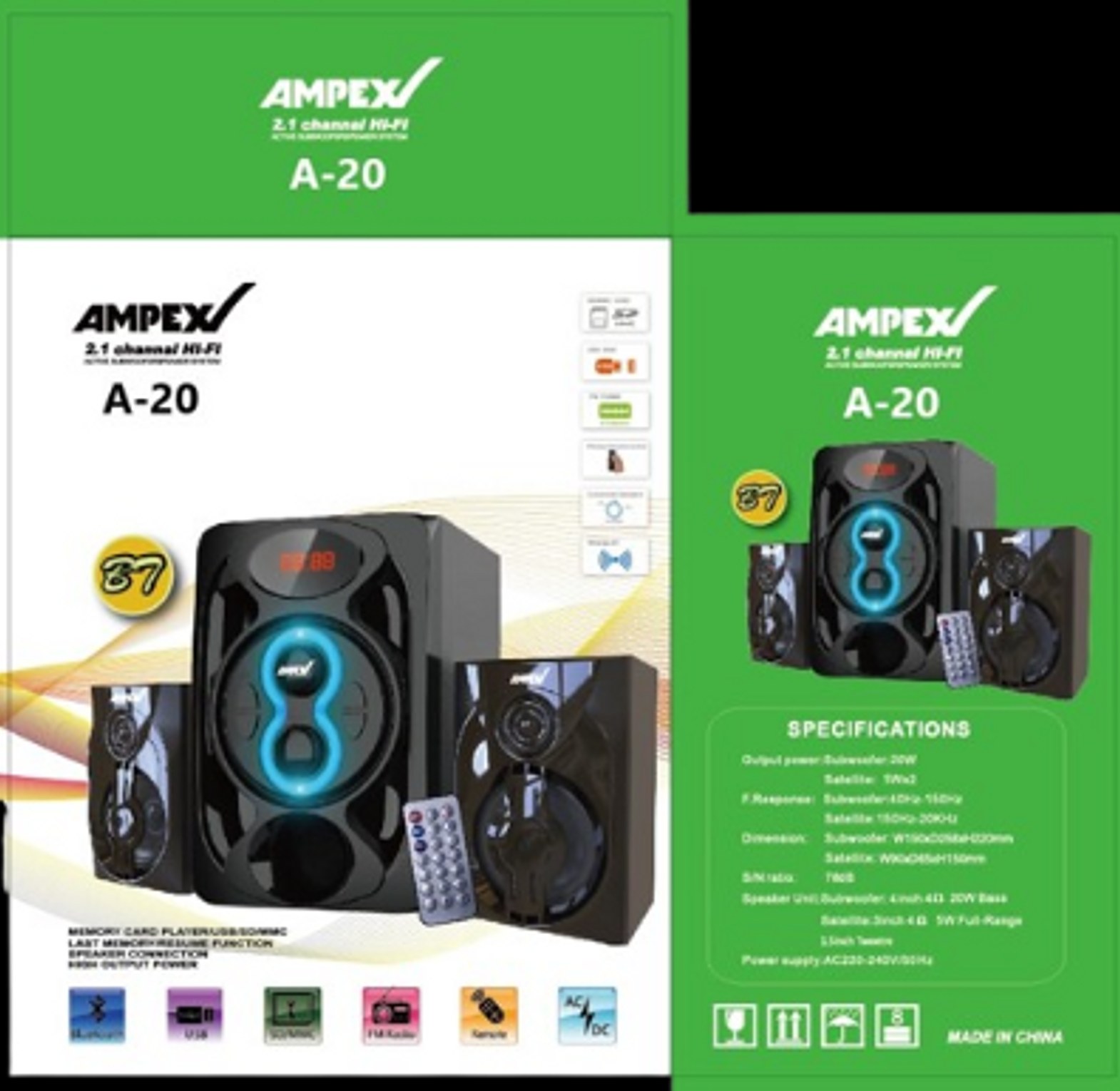 Subwoofer. Ampex 2.1 Multimedia Speaker System PMPO, image