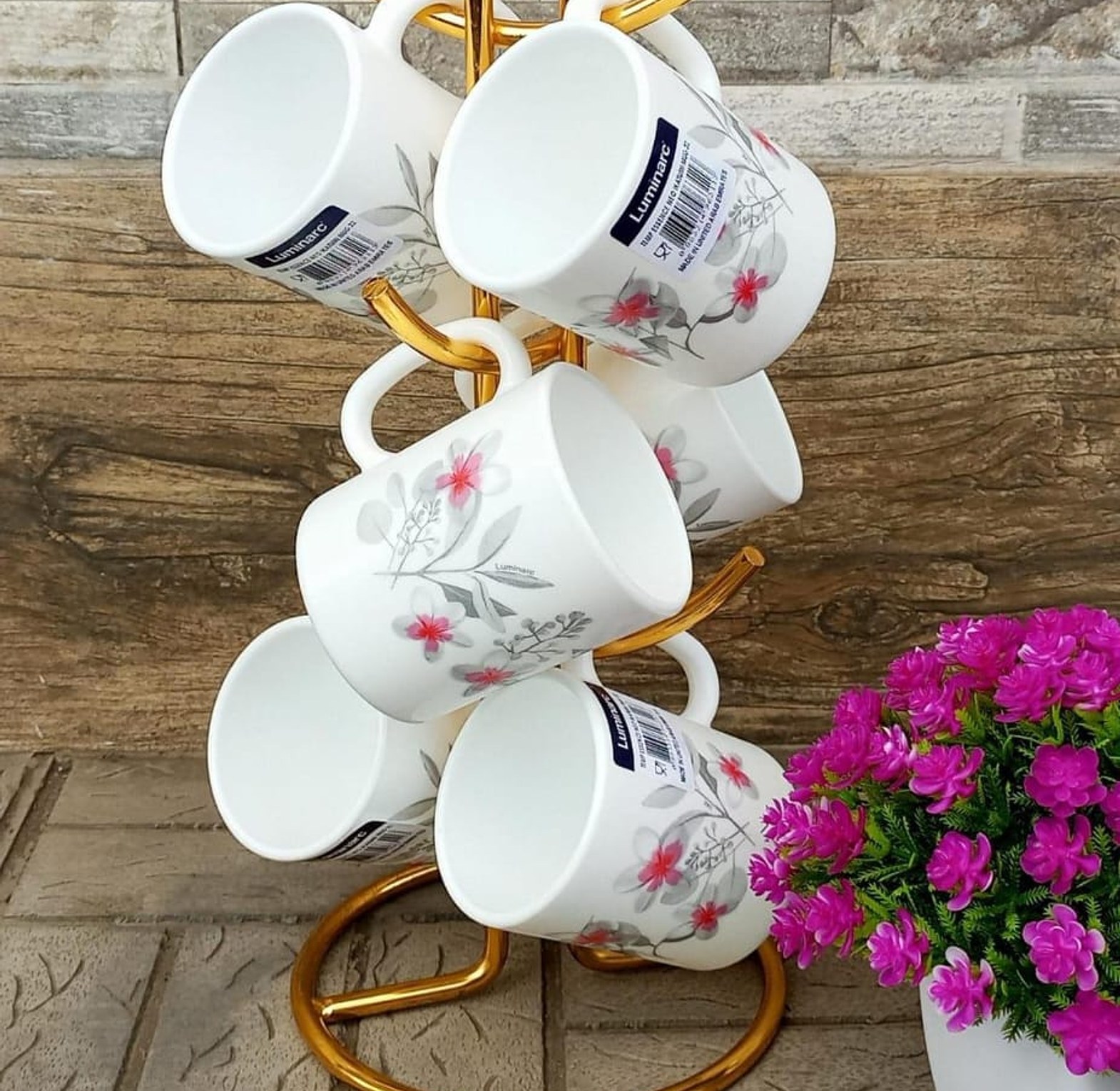 High Quality Luminarc 6 Pc Plain/colored  White Mugs image