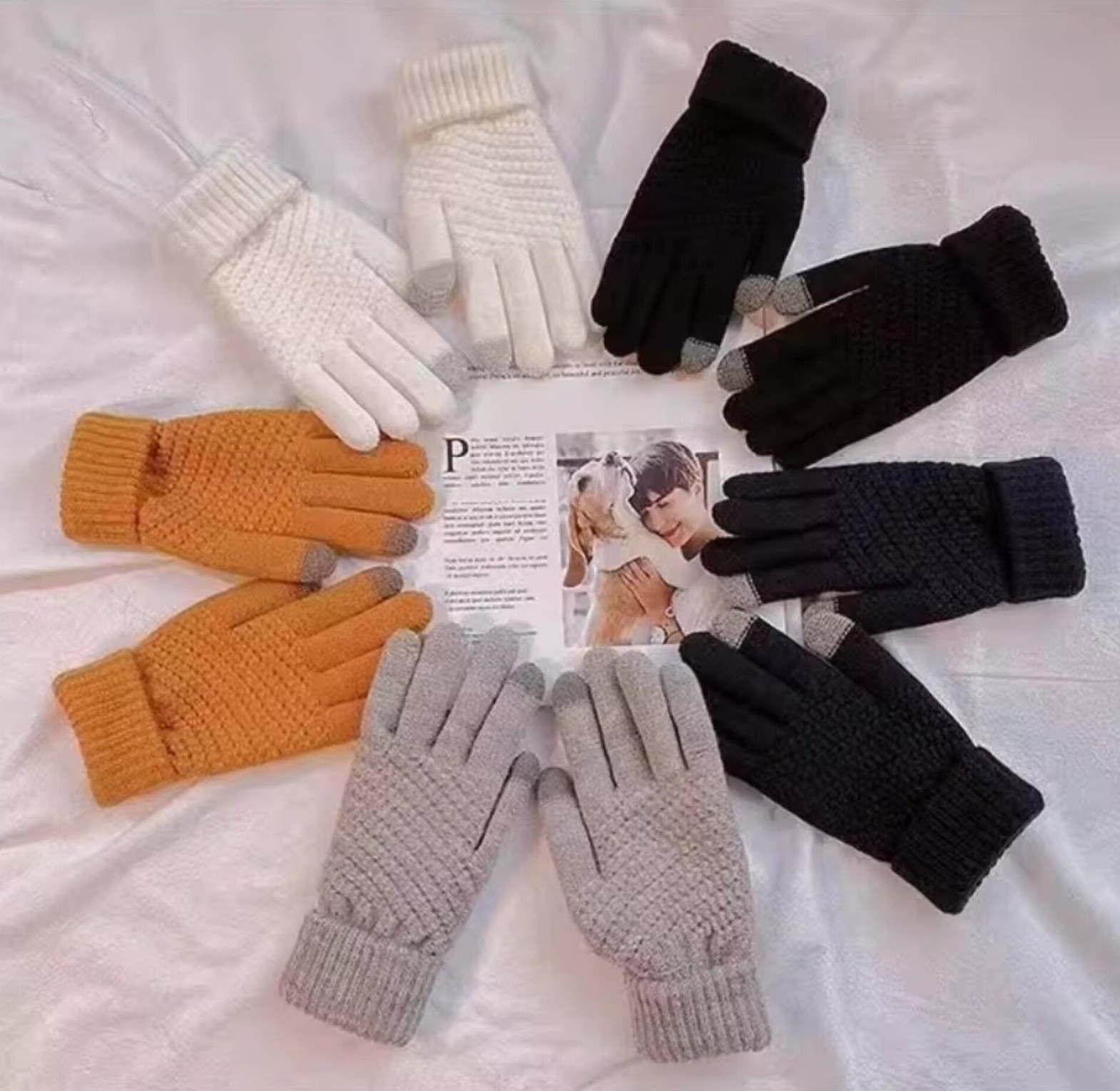 Pair of Warm Winter Gloves Thick Thermal Knit Unisex Cozy Hand Warmers for Cold Weather - Premium Quality Mittens image