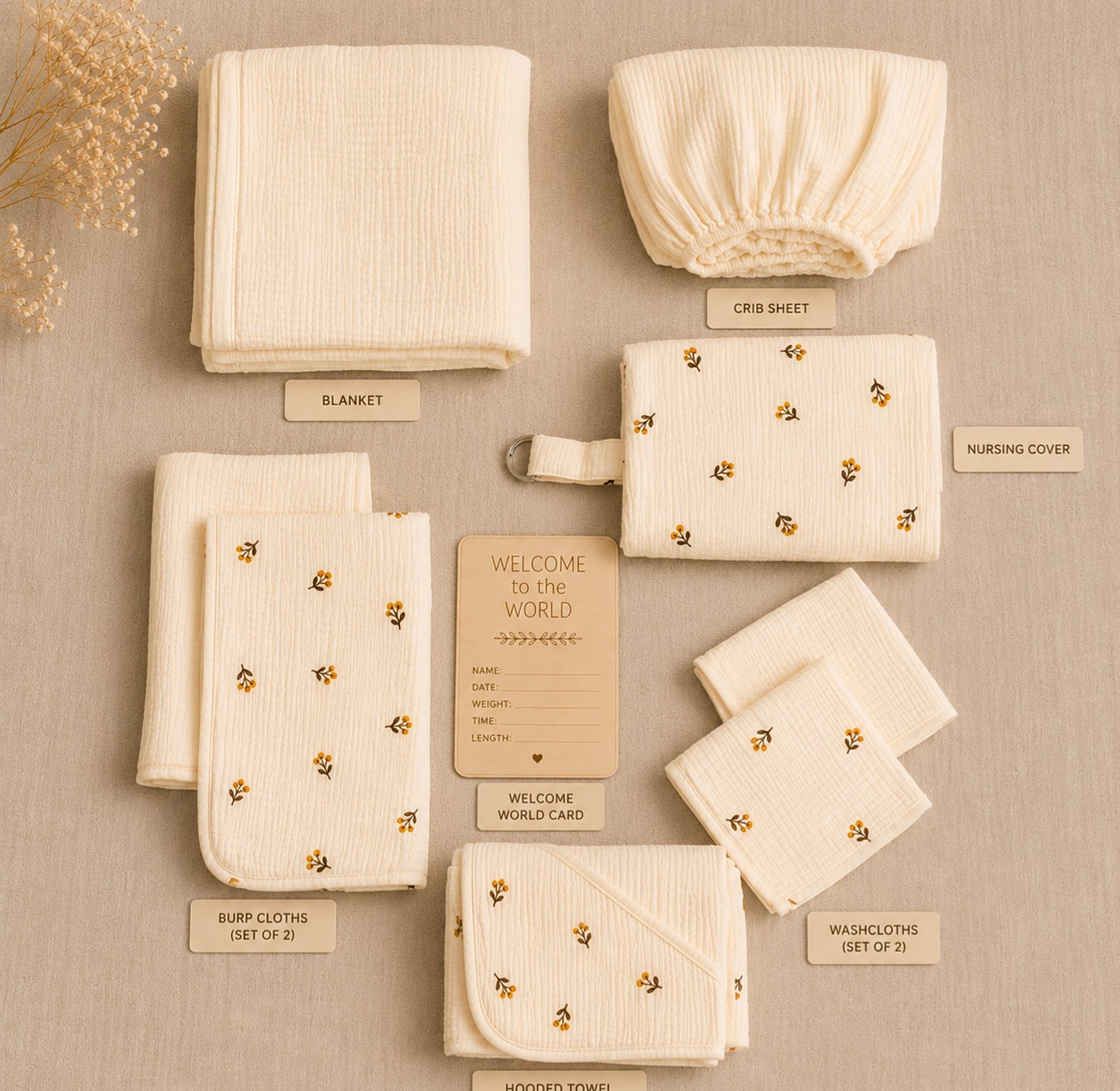 Ivory Collection – Premium Muslin Cotton Newborn Gift Basket image