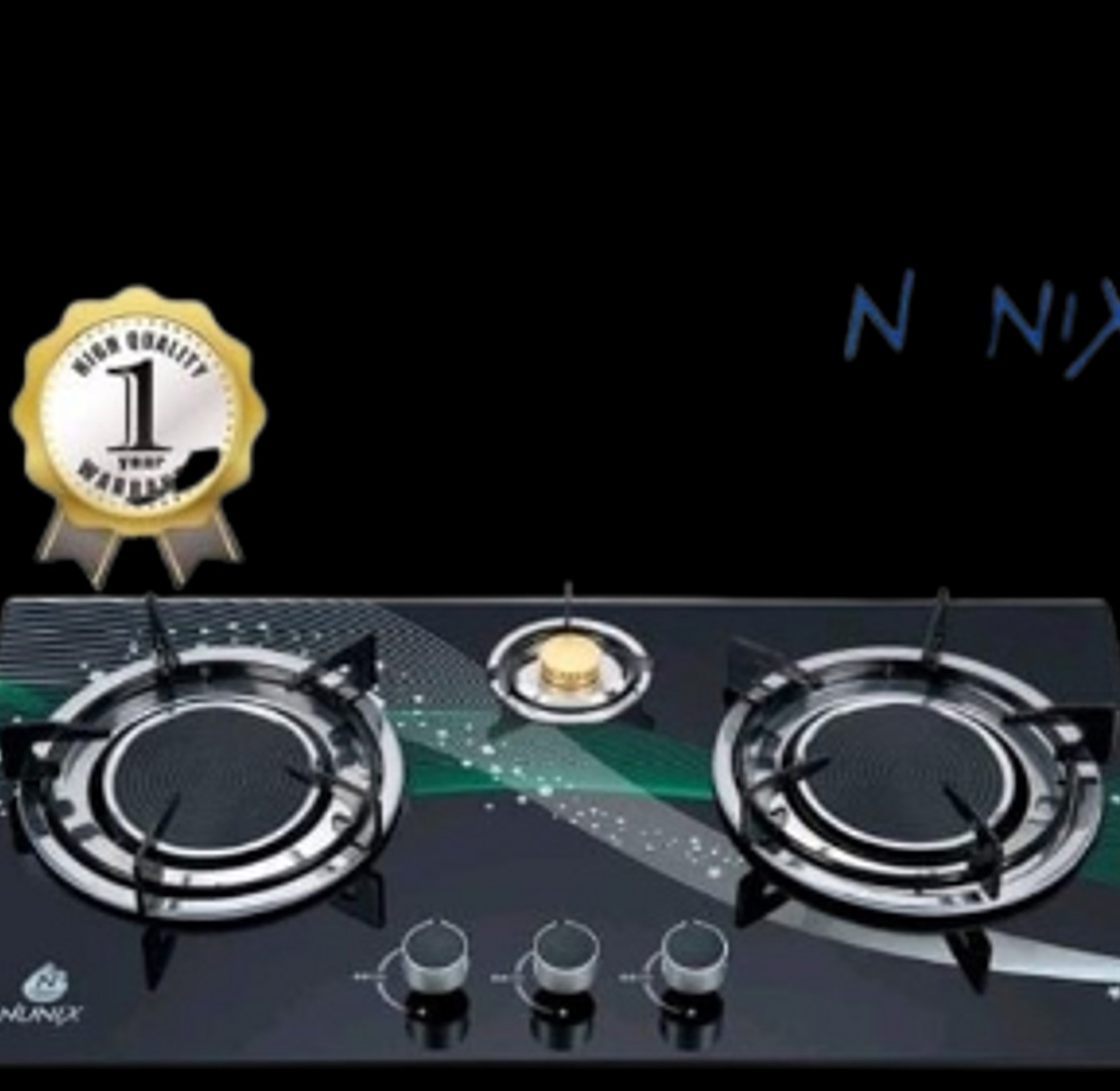 Cooktop .Nunix 3 Burner Low Gas Consumption Glass Top Table Infrared Cooker image