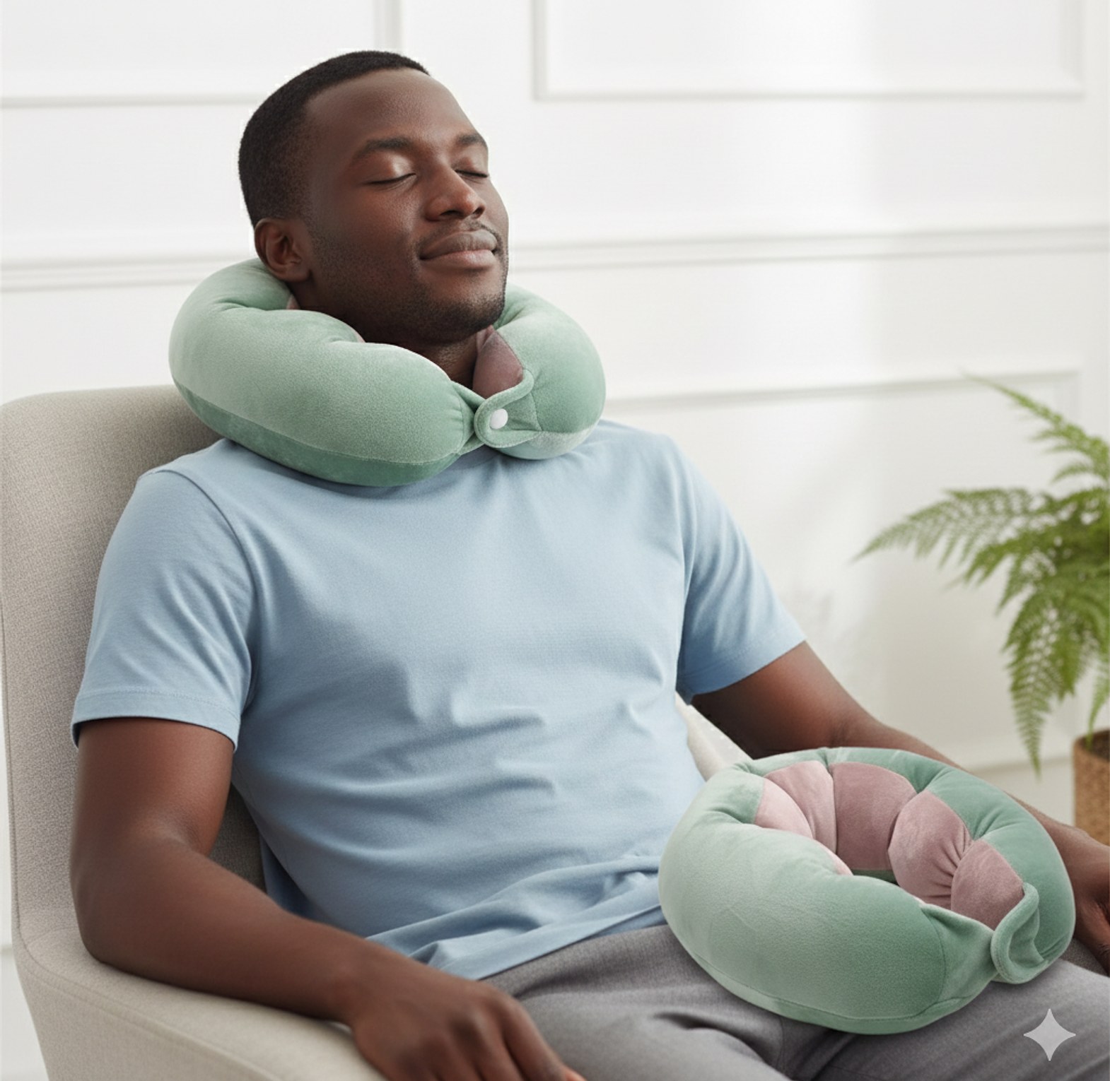 Memory Foam Travel Neck Pillow for Airplane, Bus and Car image
