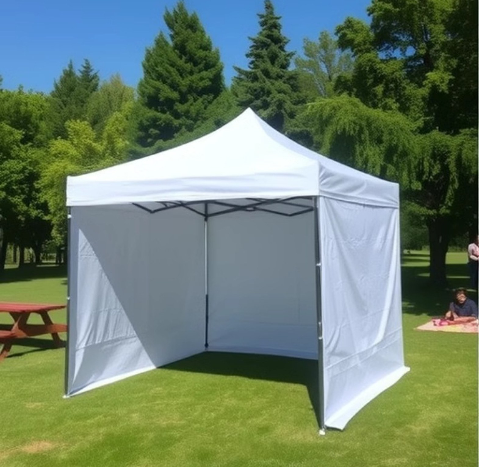 3m x 3m Pop Up Gazebo Canopy Tent with 3 Sidewalls – Waterproof Outdoor Event Shelter, White image