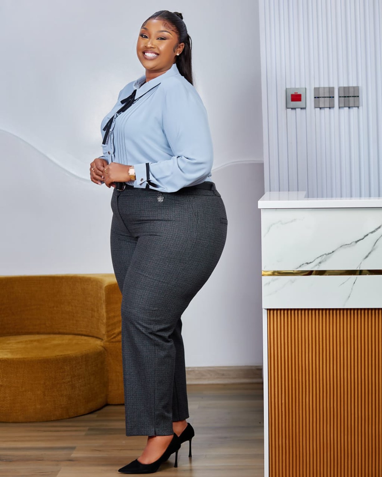 Elegant Grey Satin Blouse image