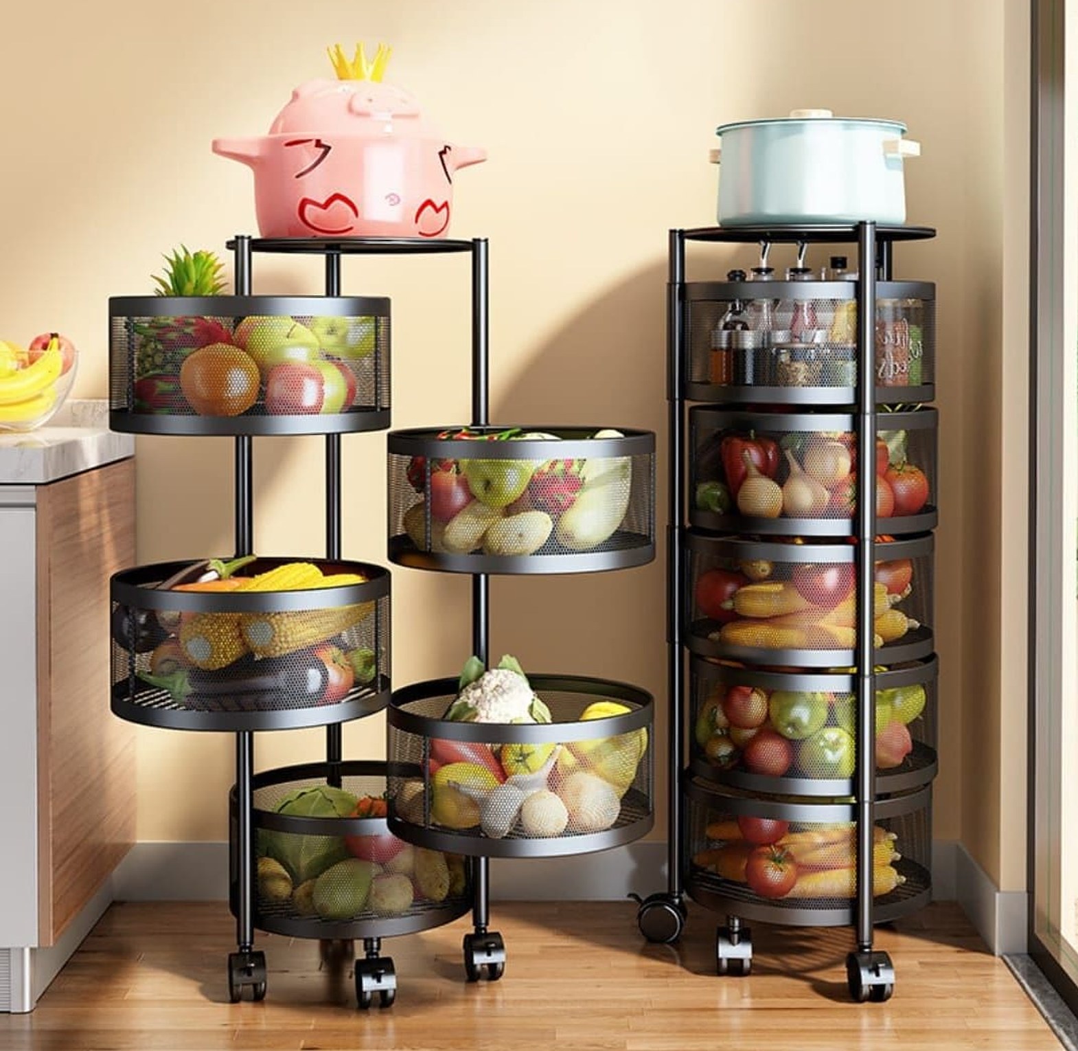 5Tier Fruit/Vegetable Rotating Basket/Rack Fruit Storage image