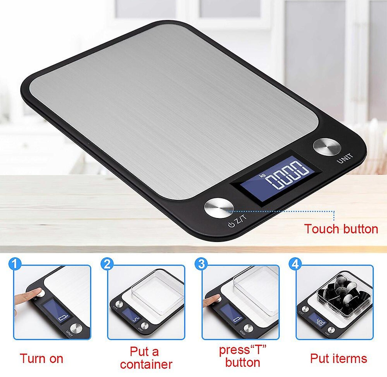 5kg Digital Kitchen Weighing Scale, Digital Kitchen Scale High Precision Food Weight Baking Tool image