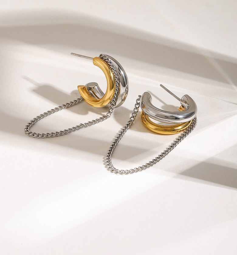 Tassel Line Hoop Earrings image