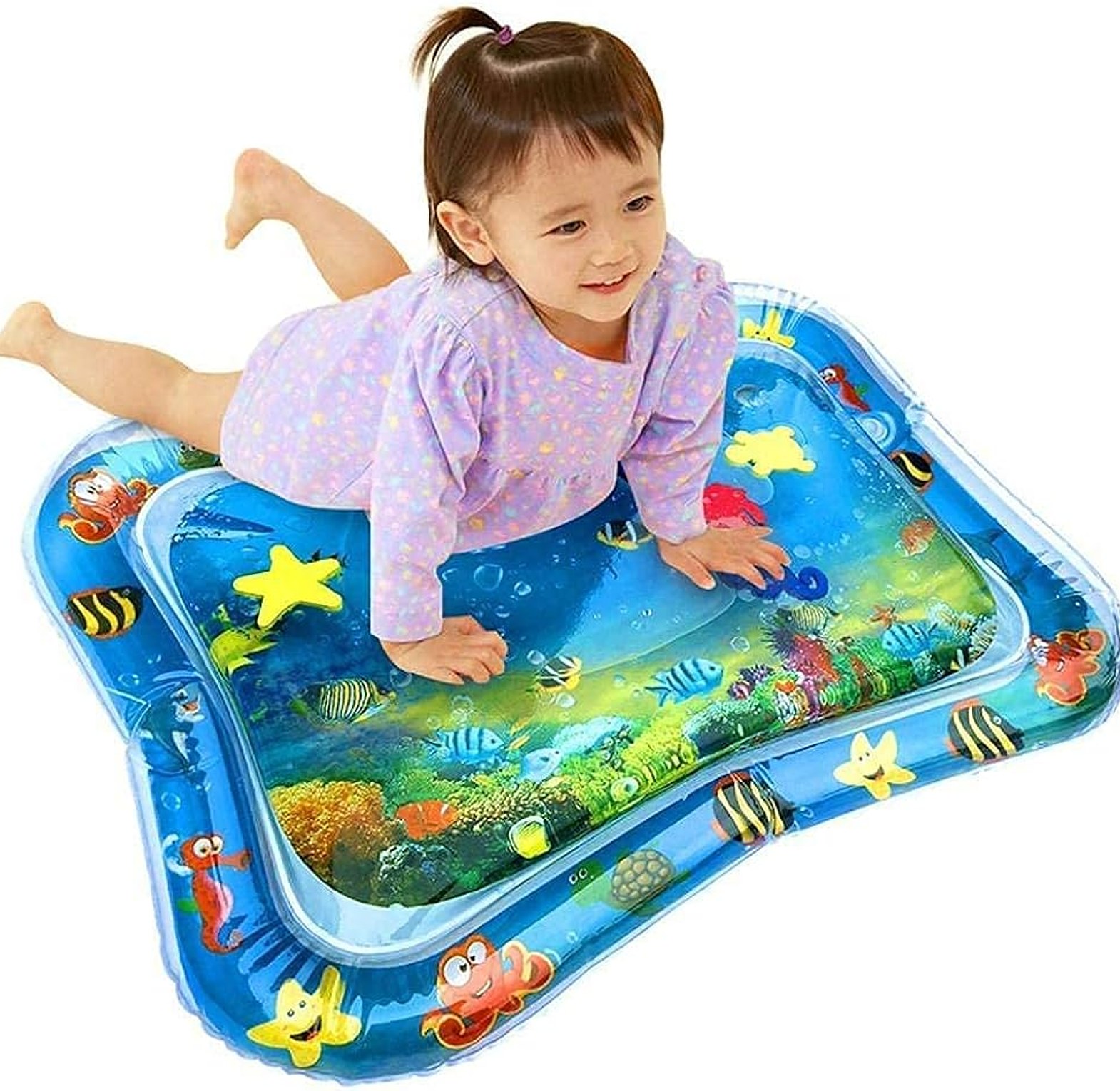 Inflatable Baby Water Mat for Tummy Time and Sensory Development - Leak-Proof Infant Play Mat with Floating Toys image