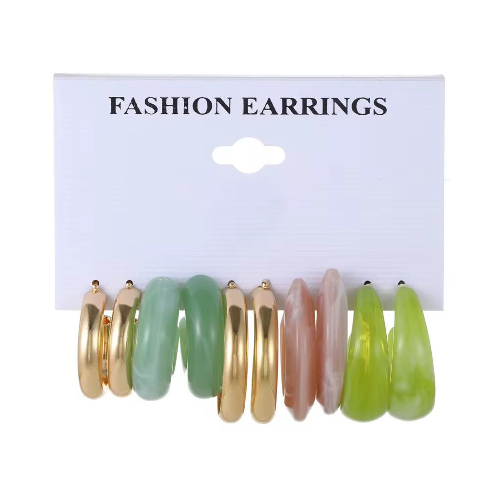 The Vibrant Multi-Color Resin & Gold-Tone Hoop Set  image