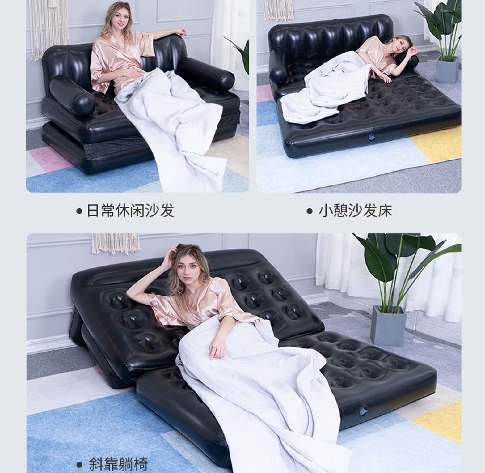 Bestway 5-in-1 Inflatable Pull-Out Sofa – 2-Seater Convertible Air Couch image