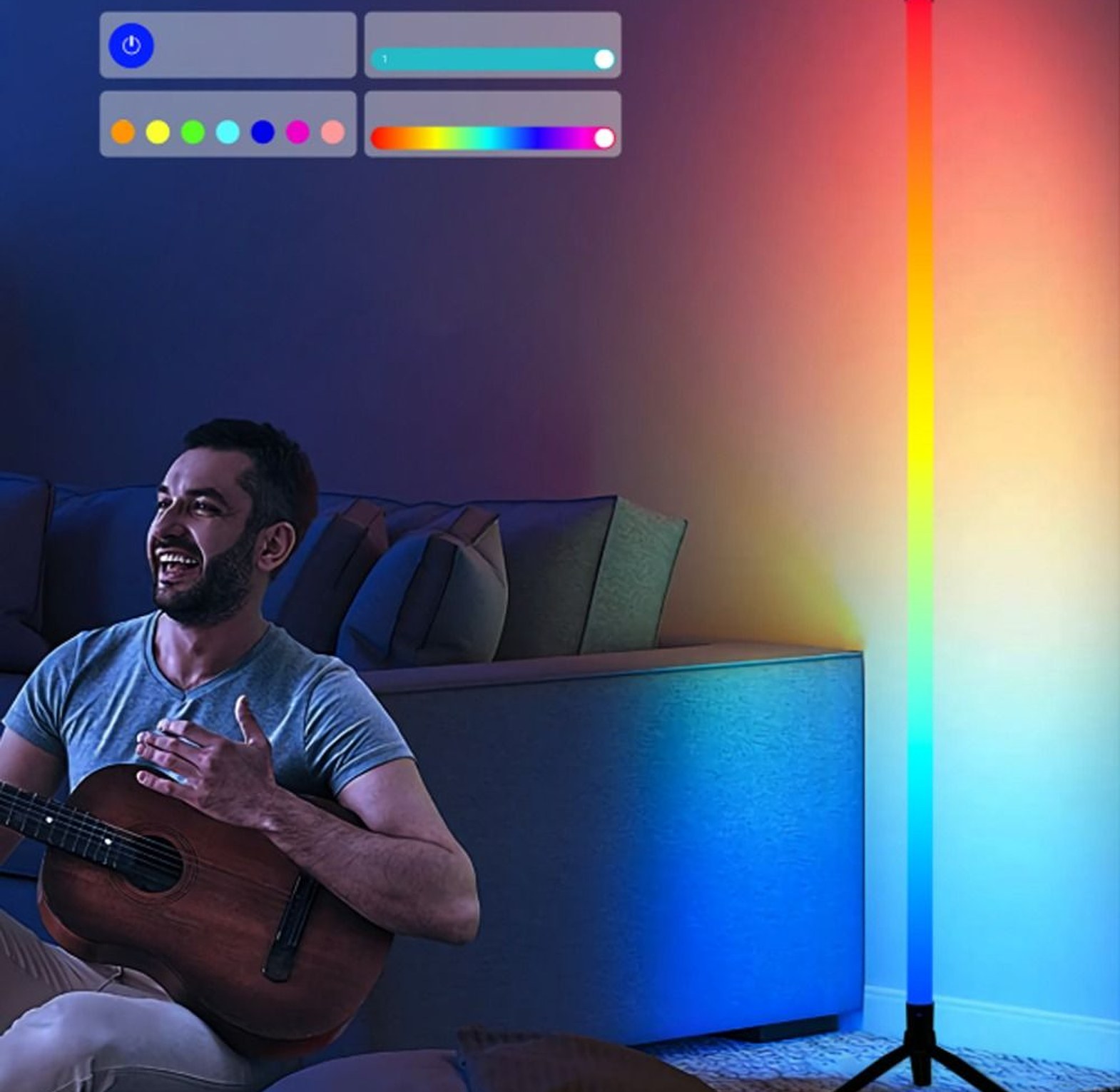 1.2M RGB Corner Floor Standing Light Remote Dimmable Ambient Lamp image