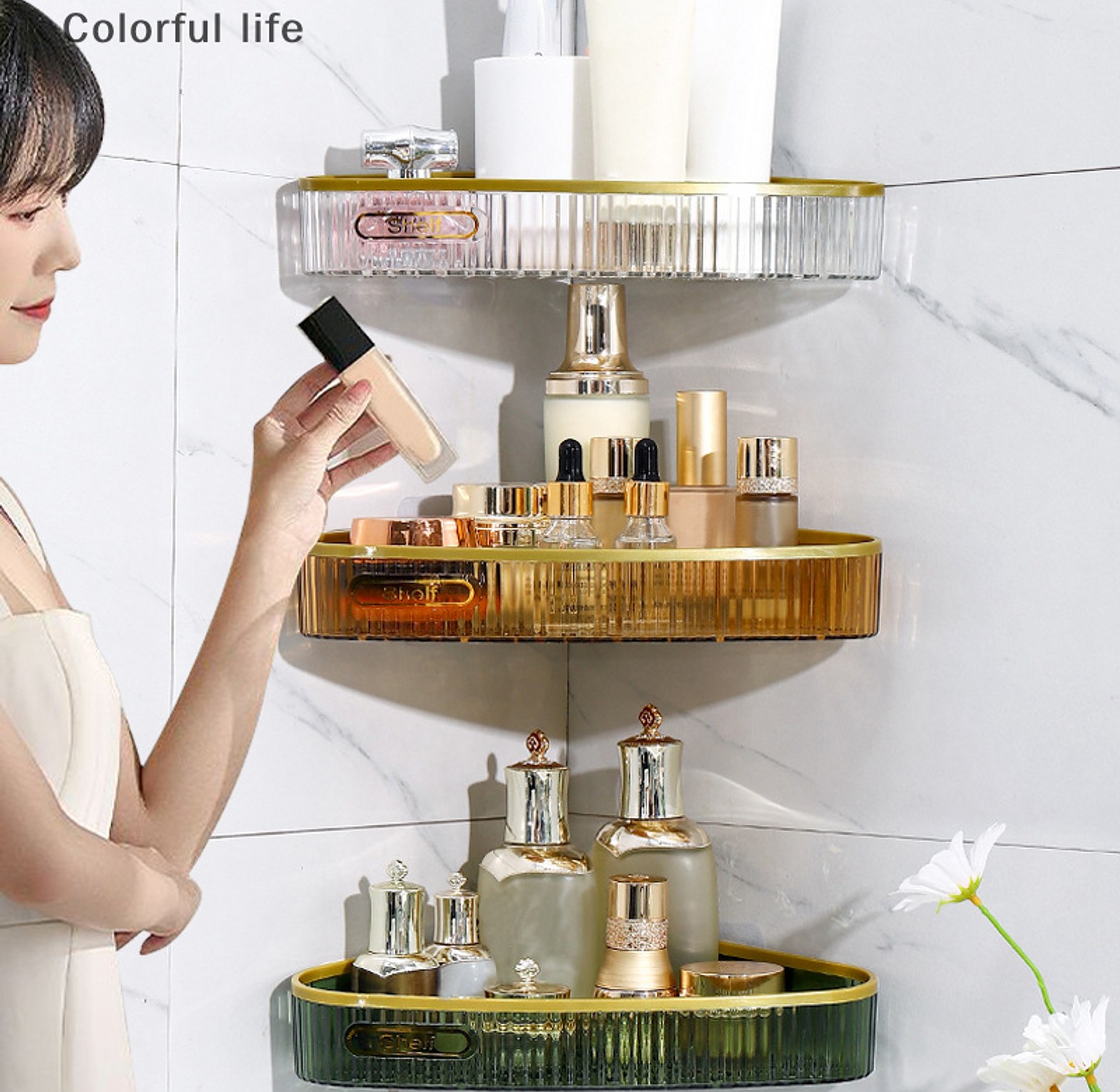 Wall Mounted Corner Bathroom Shelf Organizer image