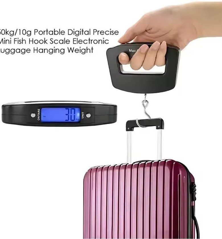 Portable electronic hanging luggage scale with digital display and backlight image