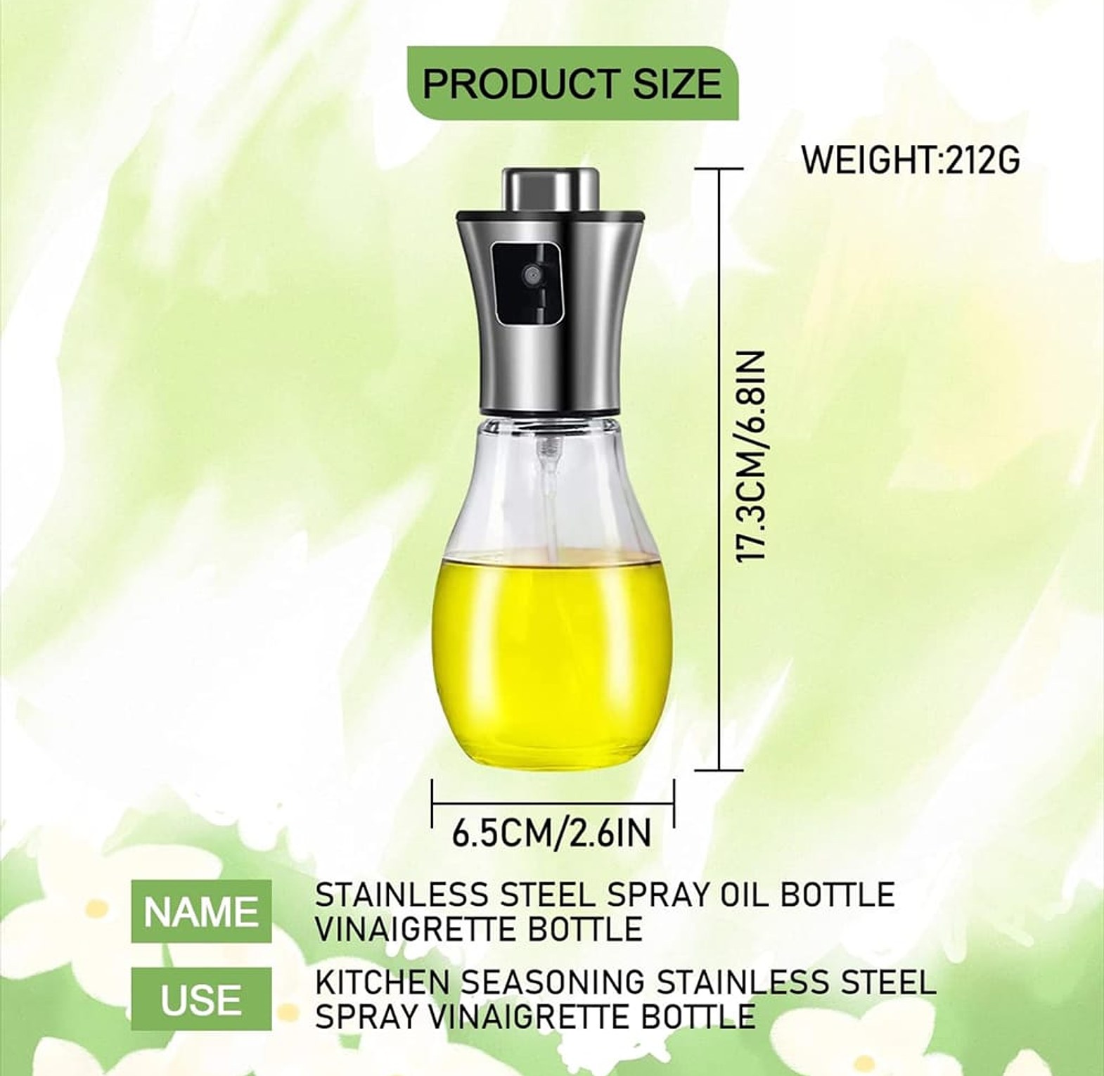 200ml Glass Oil Spray Bottle, Sprayer image