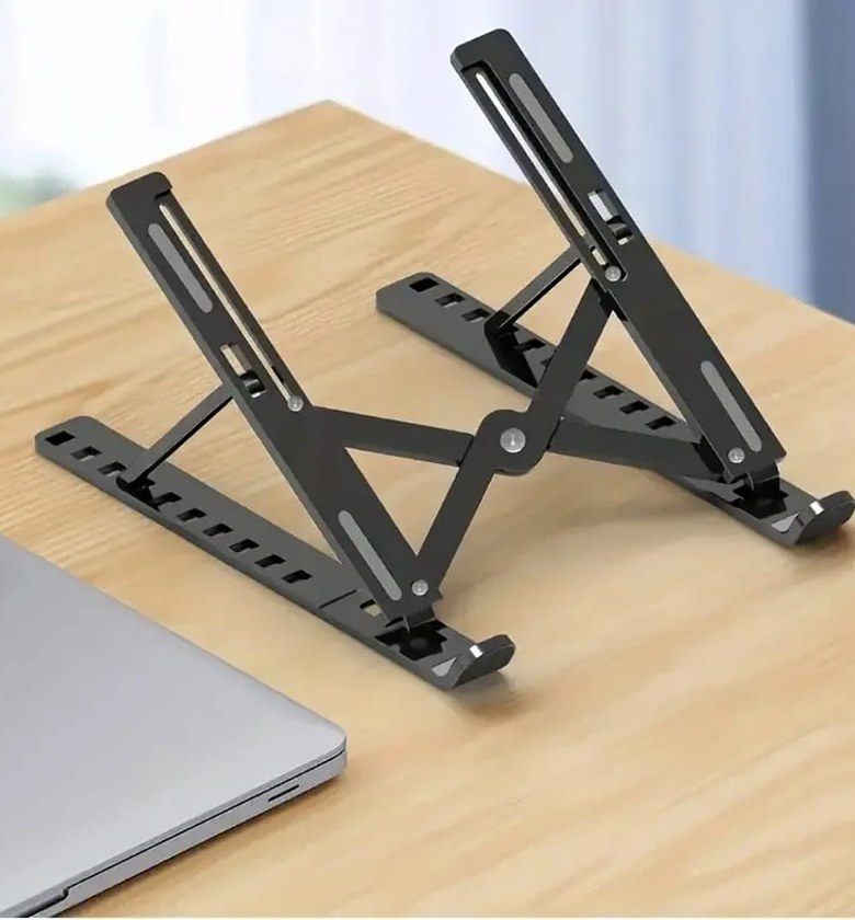Adjustable Ergonomic Aluminum Laptop Stand – Portable Foldable Cooling Holder Riser For Desk Office Home image