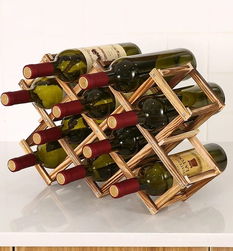 Foldable 10 Slot Wooden Wine Bottle Rack image