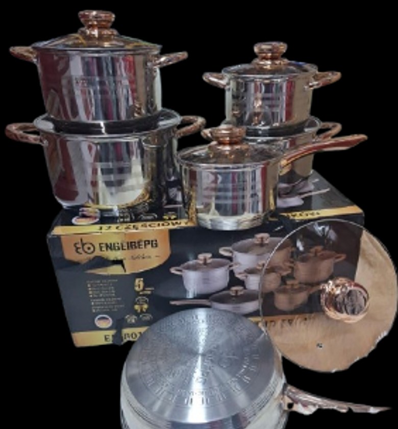 Cookware Set. 12-piece stainless steel cookware set, model E801.  image