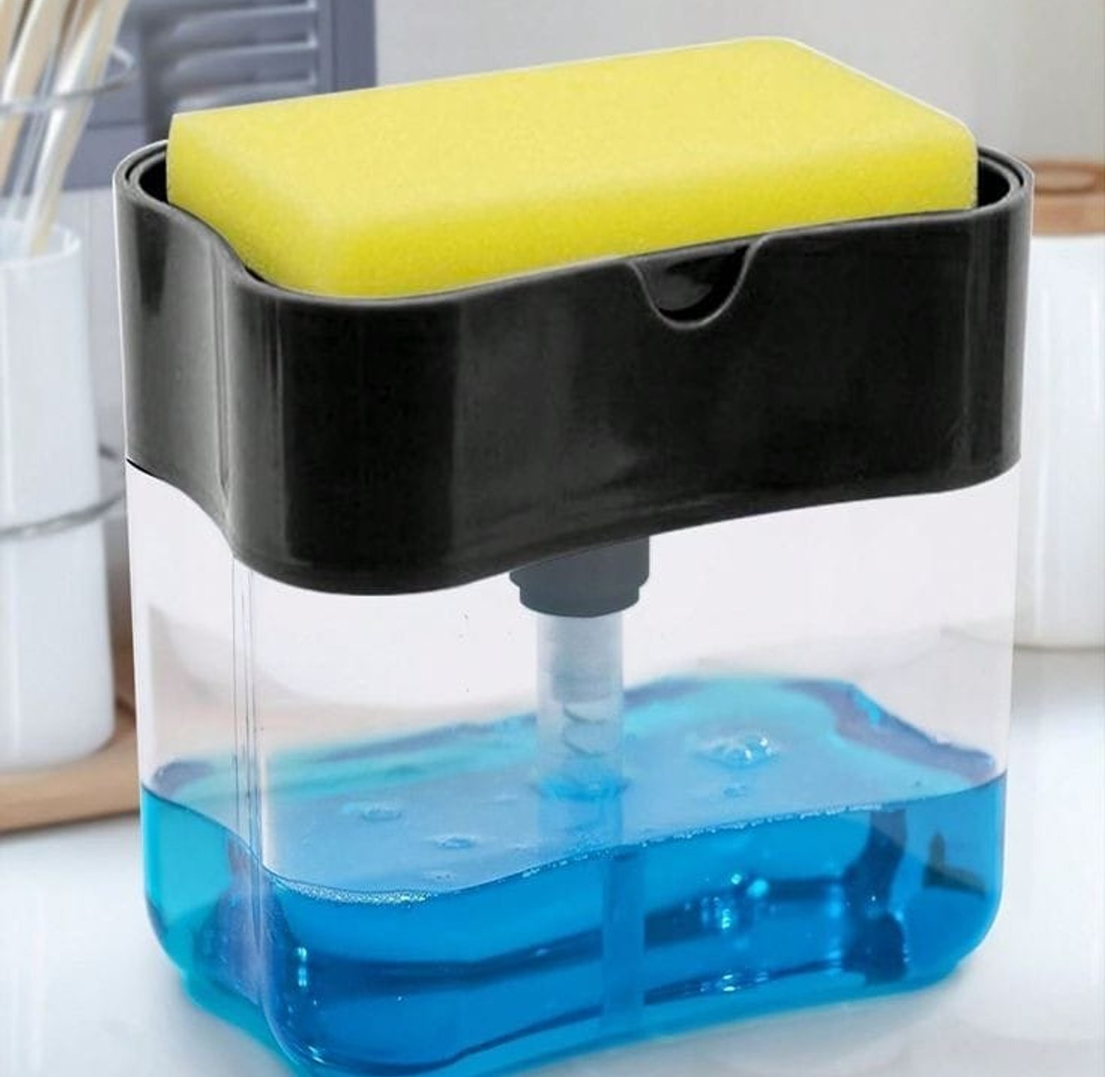 2-in-1 Press-Type Dish Soap Dispenser and Sponge Caddy image
