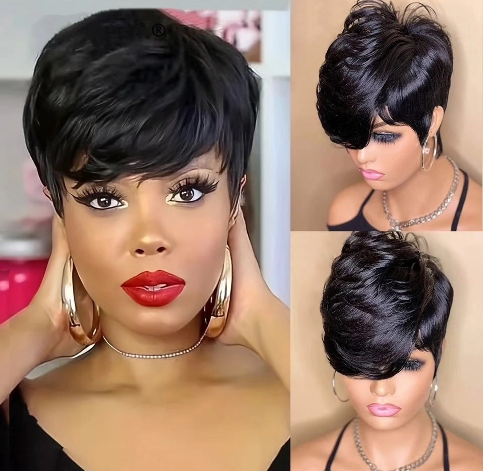 Human Hair Short Pixie cut wig image