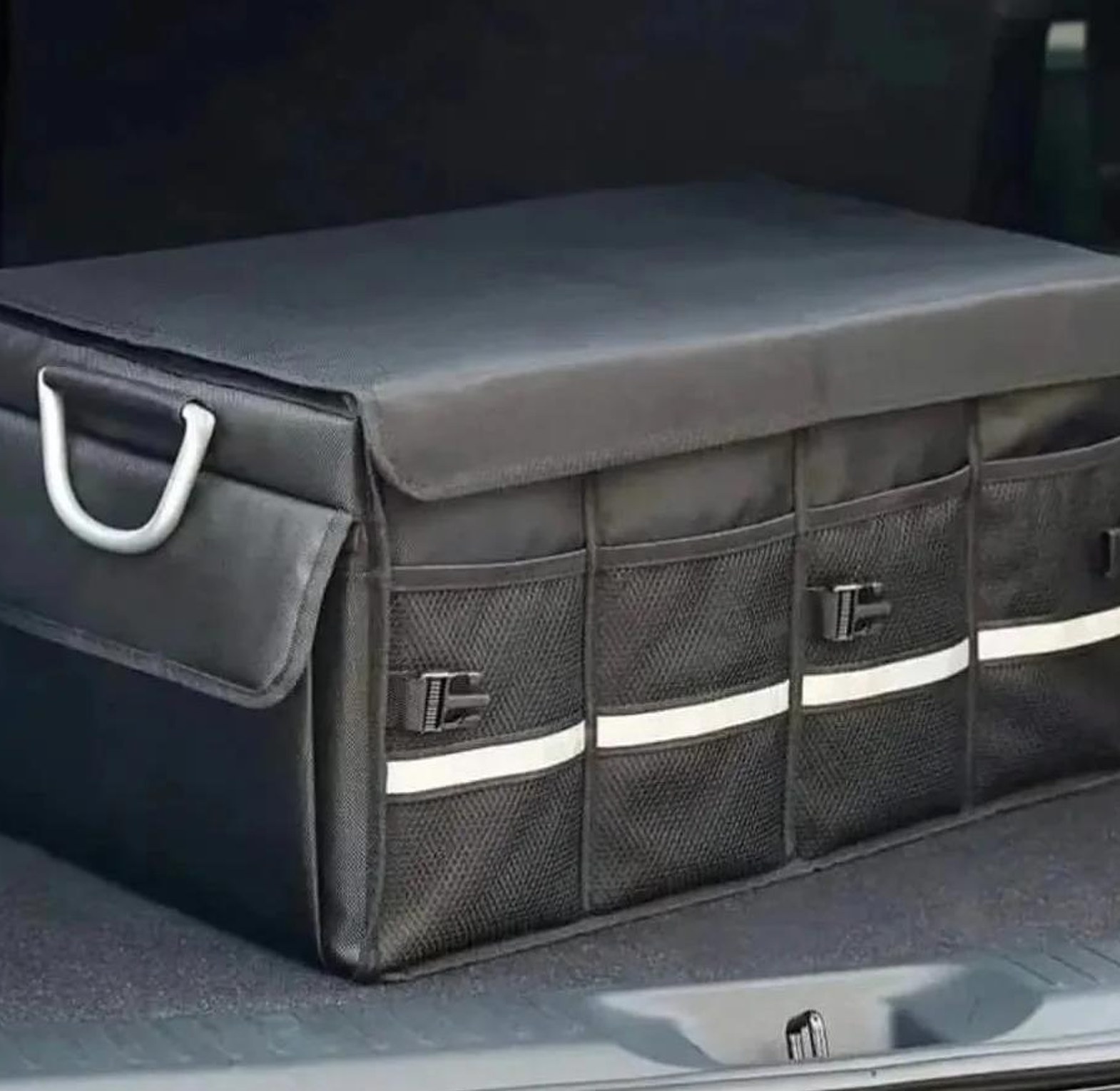 Foldable car trunk/boot organizer with lid,partitions and sturdy handles image