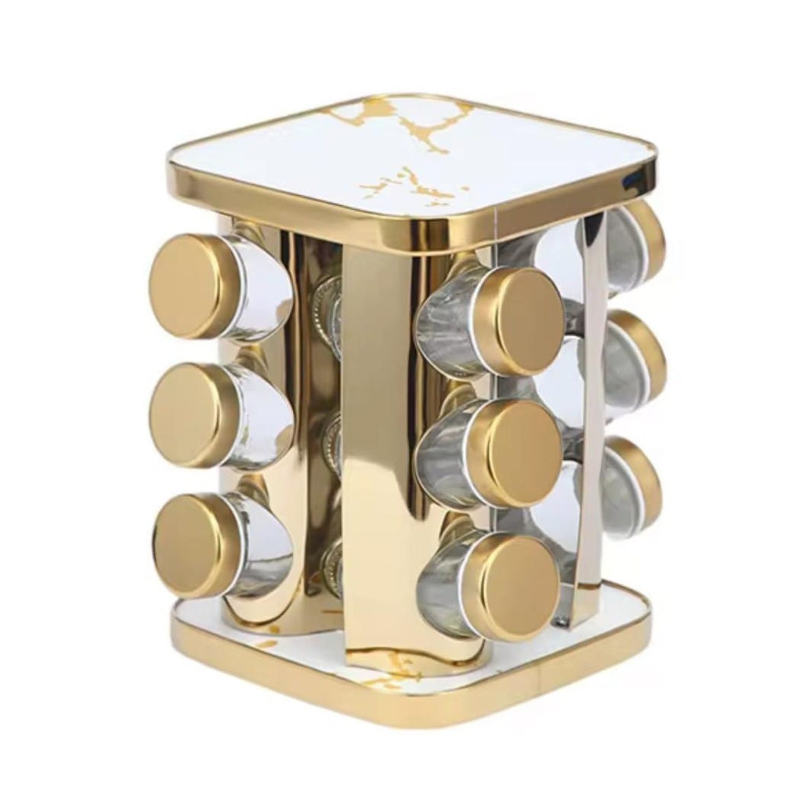 Revolving Spice Rack, Empty 12-Jars Rotating Spice Rack Organizer image