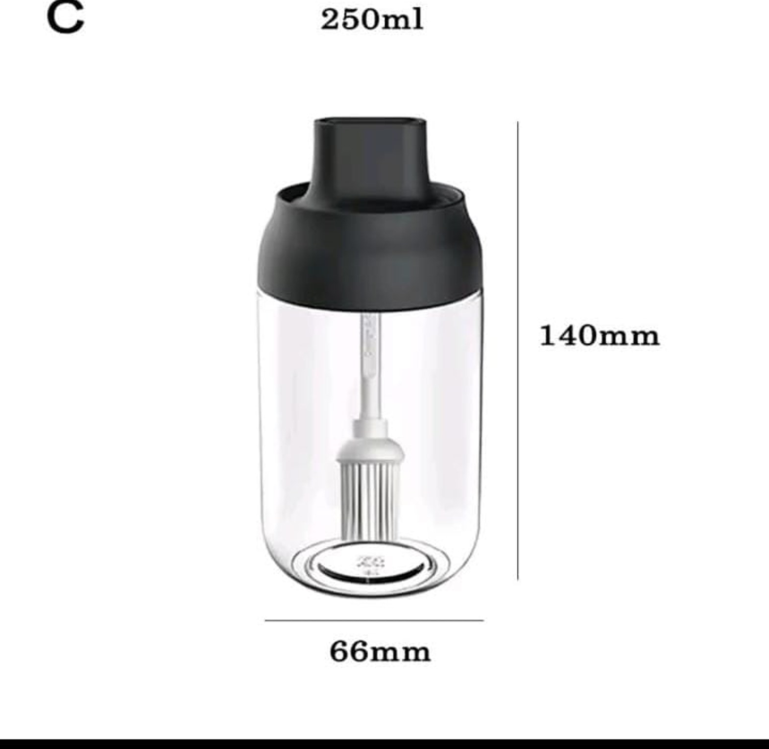 Premium 250ml Glass Condiment Bottle with Integrated Brush and Spoon Lid image