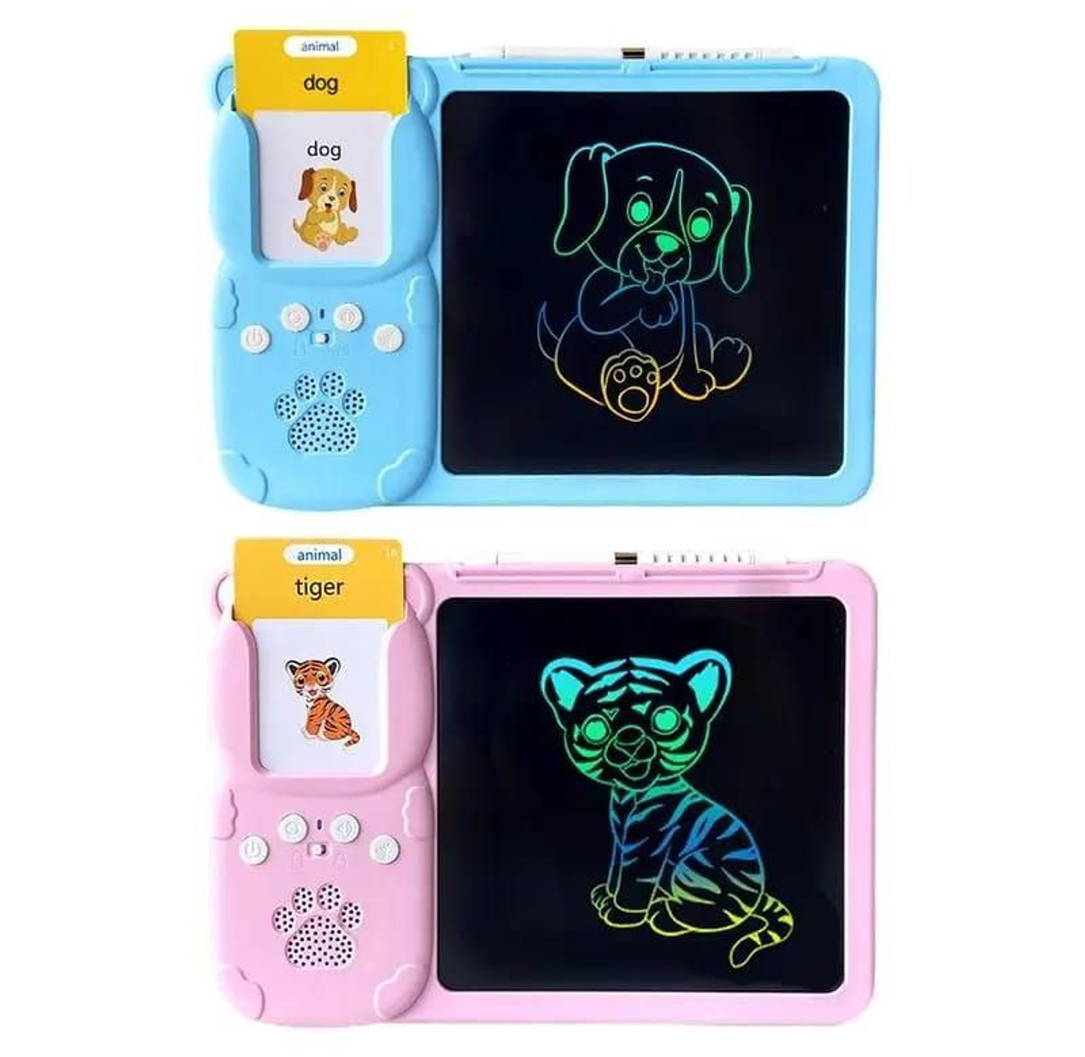 2 in 1 Kids Talking Flash Cards and LCD Drawing Tablet Educational Learning Board for Toddlers image